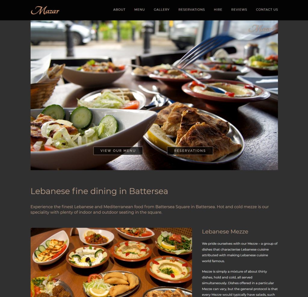 Mazar Restaurant Web Page