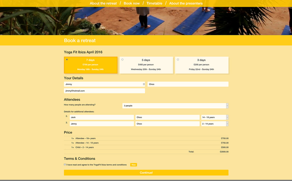 YogaFit Ibiza Booking Form